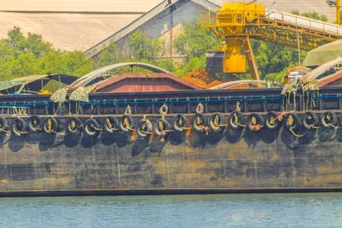 Empty cassava barges. Stock Photos