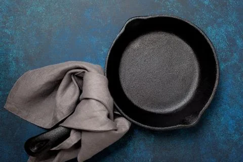 Empty cast iron pan Stock Photos