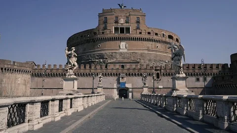 EMPTY CASTEL SANT ANGELO ROME ITALY COVID19 QUARANTINE Video stock 128367547