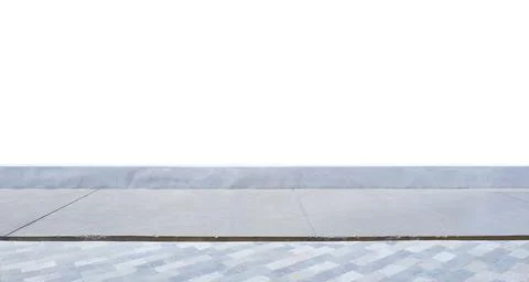 Empty cement and brick floor isolated on white background Stock Photos