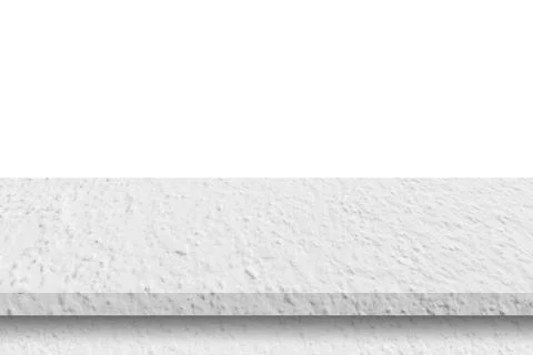 Empty cement table on isolated white background with copy space and display m Stock Photos