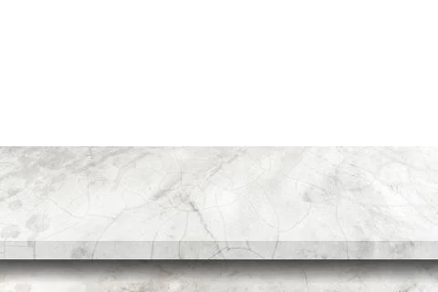 Empty cement table on isolated white background with copy space and display m Stock Photos