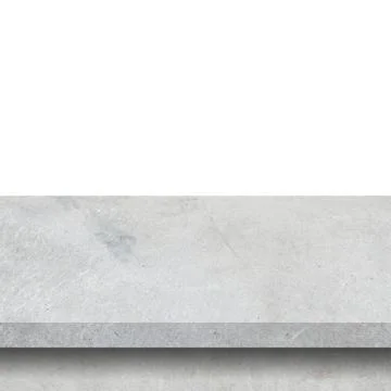 Empty cement table on isolated white background with copy space and display m Stock Photos