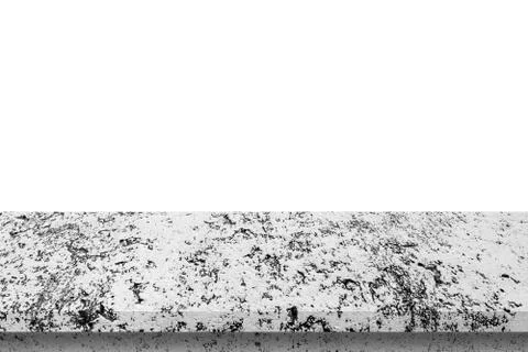 Empty cement table on isolated white background with copy space and display m Stock Photos