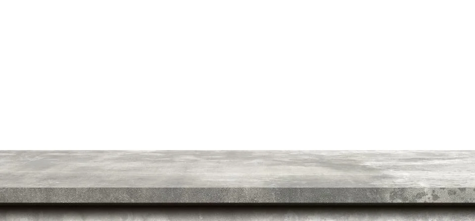 Empty cement table on isolated white background with copy space and display.. Foto stock