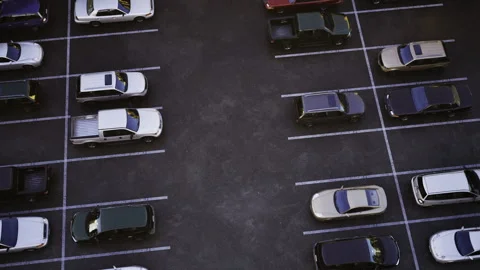 Empty central lane with gridaligned vehicles seen from above Stock Footage 342429986