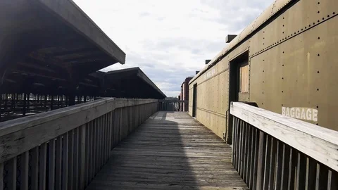 Empty Central Railroad Of New Jersey Terminal Baggage Historical Train Car Stock Footage 128337732