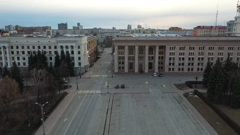 Empty Central square during the epidemic Stock Footage 127737550