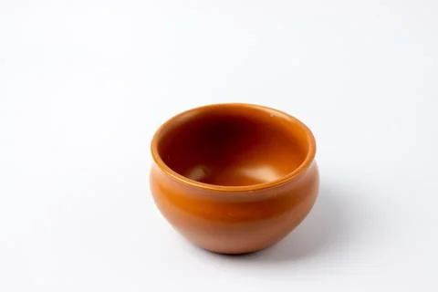 Empty ceramic bowl on white background Stock Photos