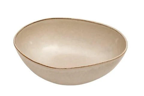 Empty ceramic bowl on white background. Minimalist kitchenware for food ser.. Stockfoto's