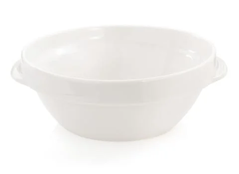 Empty ceramic bowl on white Stock Photos