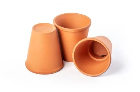 Empty ceramic brown flower pot Stock Photos