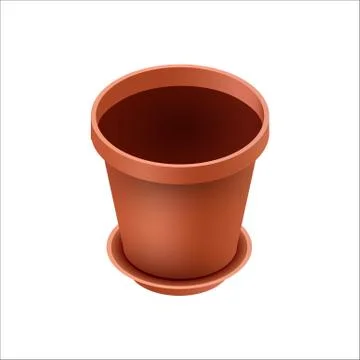 Empty ceramic brown flowerpots for cultivation of plants. Clay pot in an isom Stock Illustration