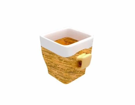 Empty ceramic cup of coffee in wooden design Stock Illustration