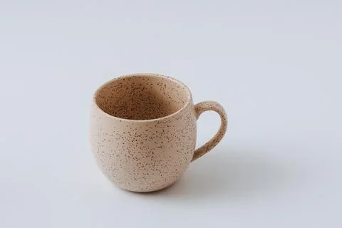 Empty ceramic cup on white background, copy space Stock Photos