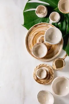 Empty ceramic dishes Stock Photos