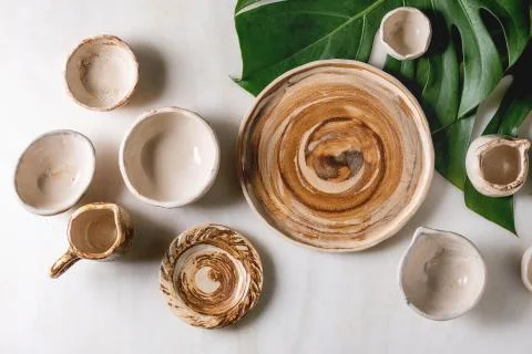 Empty ceramic dishes Stock Photos