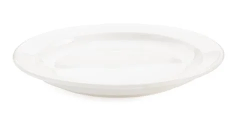 Empty ceramic plate on white Stock Photos