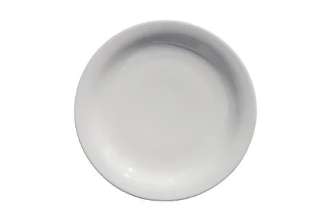 Empty ceramic round plate isolated on white background Stock Photos