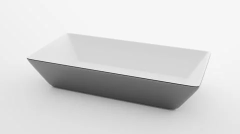 Empty ceramic square black plate on white background, 3d illustration Stock Illustration