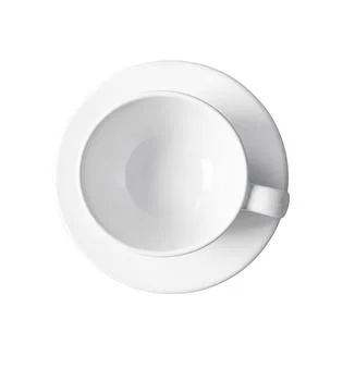Empty ceramic tea or coffee cup with small plate isolated on white Stock-Fotos