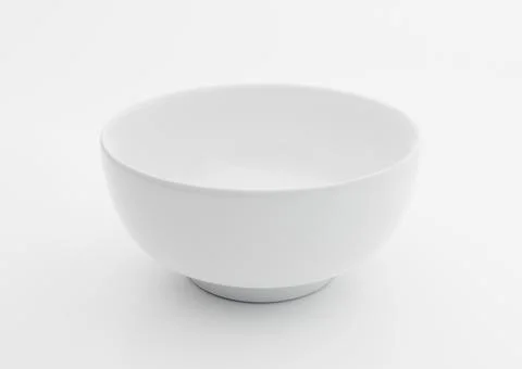 Empty ceramic white bowl on white background, 3d illustration Stock Illustration