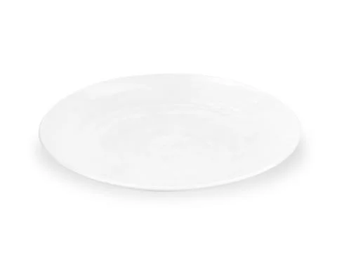 Empty ceramic white plate isolated on a white background. , Clipping path Stock Photos