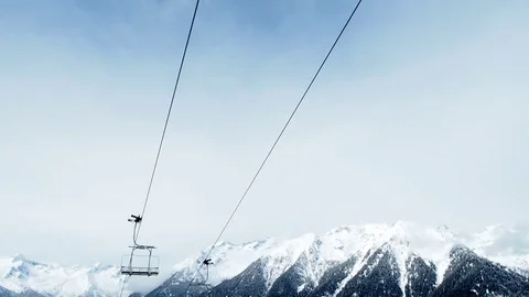 Empty chair lift going Stock Footage 75920817