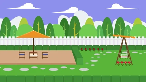 Empty chairs and swings on the backyard Stock Footage 221532163