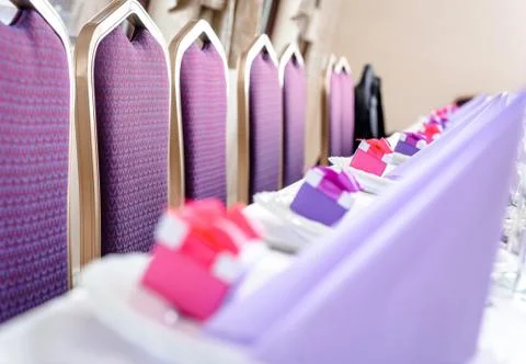 Empty chairs and wedding table decorations Stock Photos