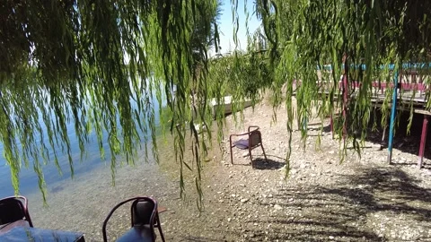 Empty chairs create a beautiful sight in the deserted park. Stock Footage 228883125