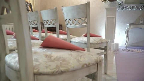 Empty chairs in the hall Stock Footage 130574938