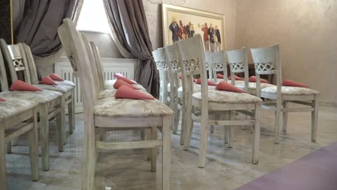 Empty chairs in the hall Stock Footage 130574946