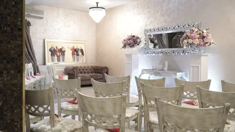 Empty chairs in the hall Stock Footage 130574953