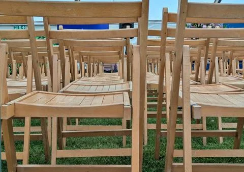 Empty chairs in a marquee Stock Photos