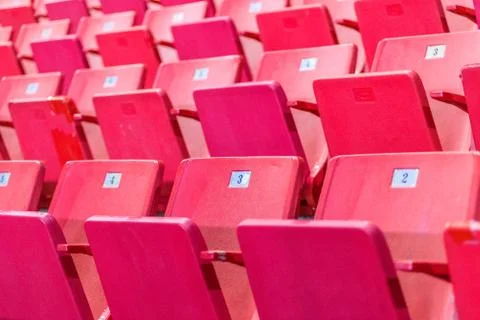 Empty chairs at olympic stadium at Lake Placid Stock Photos
