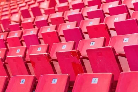 Empty chairs at olympic stadium at Lake Placid Stock Photos