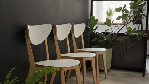 Empty Chairs Standing in Modern Corporate Office Waiting Area 스톡 동영상 346223790