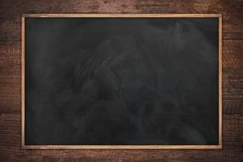Empty chalk board texture with old vintage wooden frame,blackboard concept Stock Photos