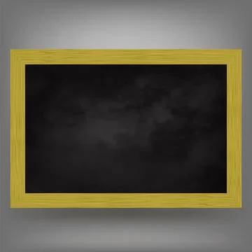 Empty Chalkboard Icon on Grey Blurred Background. Black School Deck for Learning Stock Illustration