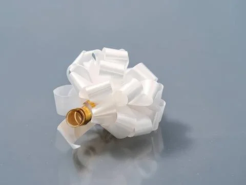 Empty champagne bottle with torn wrapping on a gray background Stock Photos