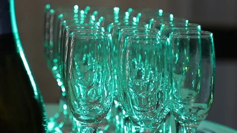 Empty champagne glasses at the party. close-up. Stock Footage 143647842
