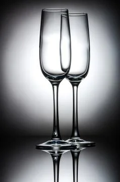 Empty champagne glasses Stock Photos