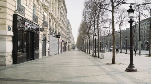 Empty Champs Elysees, Paris during coronavirus lockdown Stock Footage 126753111