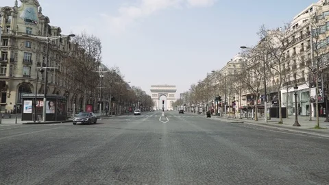Empty Champs Elysees, Paris during coronavirus lockdown 스톡 동영상 126753112
