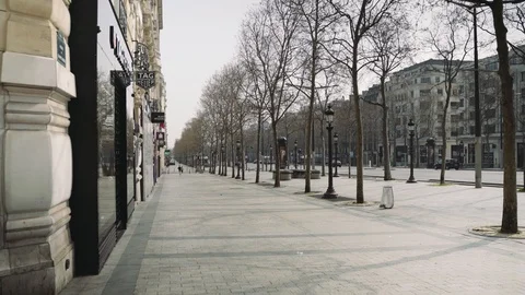 Empty Champs Elysees, Paris during coronavirus lockdown Stock Footage 126753117