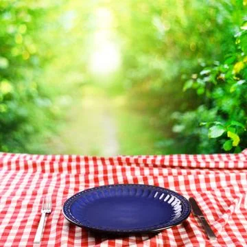 Empty checkered table background Stock Photos