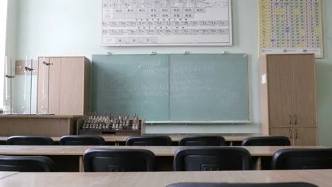 Empty chemical laboratory in the School, College, University Stock Footage 95744341