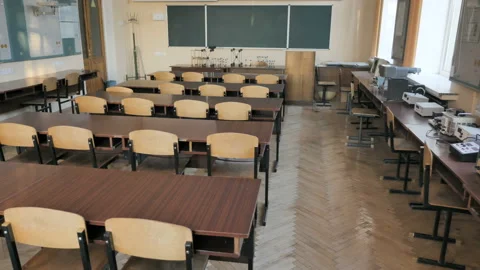 Empty Chemical, Physical Classroom In School, College, University Stock Footage 138157481