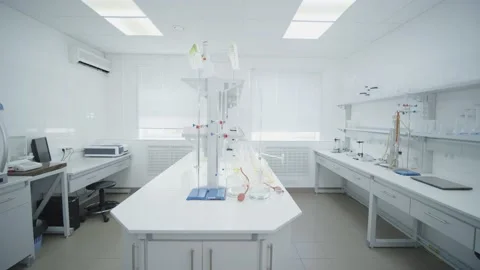 Empty Chemistry Laboratory Interior. Point Of View Science Stock Footage 173177312